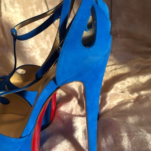 Christian Louboutin BLUE Amyada Platform Pumps Sandals - Picture 7 of 9